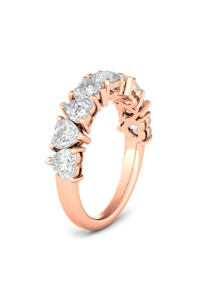 Shop Hautecarat Alternating Hearts Lab Created Diamond Half Eternity Ring In 18k Rose Gold