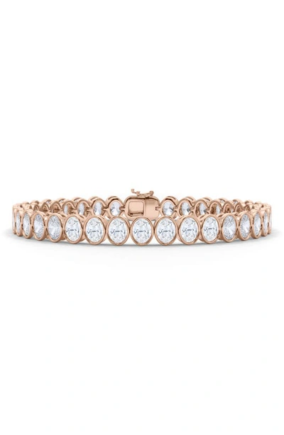 Hautecarat Oval Cut Lab Created Diamond Tennis Bracelet In 18k Rose Gold