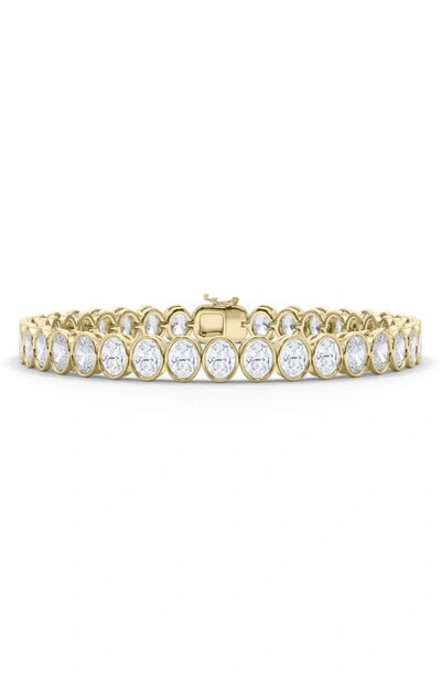 Hautecarat Oval Cut Lab Created Diamond Tennis Bracelet In 18k Yellow Gold