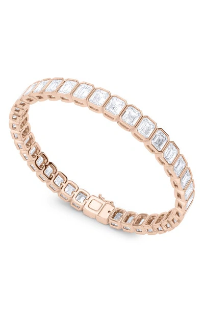 Shop Hautecarat Emerald Cut Lab Created Diamond Tennis Bracelet In 18k Rose Gold