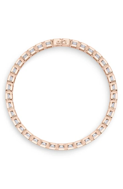 Shop Hautecarat Emerald Cut Lab Created Diamond Tennis Bracelet In 18k Rose Gold