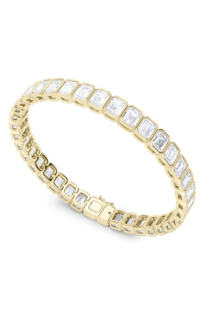 Shop Hautecarat Emerald Cut Lab Created Diamond Tennis Bracelet In 18k Yellow Gold