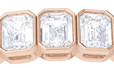 Shop Hautecarat Emerald Cut Lab Created Diamond Tennis Bracelet In 18k Rose Gold
