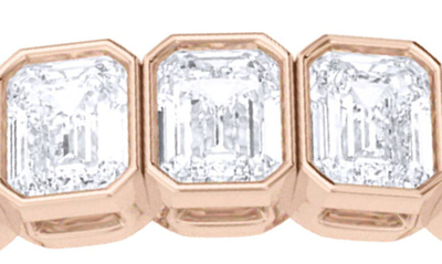 Hautecarat Emerald Cut Lab Created Diamond Tennis Bracelet In 18k Rose Gold