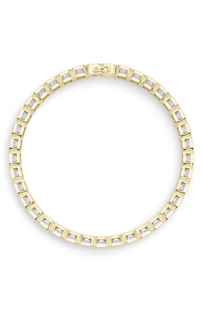 Shop Hautecarat Emerald Cut Lab Created Diamond Tennis Bracelet In 18k Yellow Gold