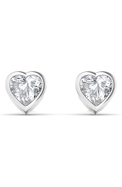 Shop Hautecarat Lab Created Diamond Heart Stud Earrings In 18k White Gold