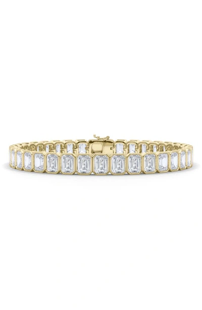 Hautecarat Emerald Cut Lab Created Diamond Tennis Bracelet In 18k Yellow Gold
