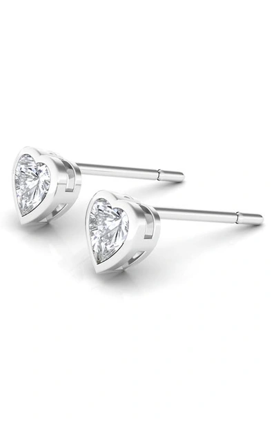 Shop Hautecarat Lab Created Diamond Heart Stud Earrings In 18k White Gold