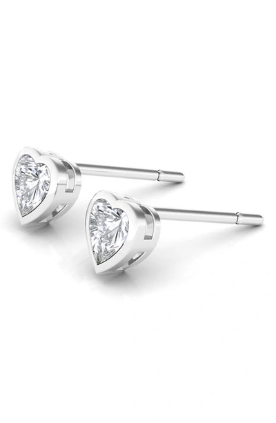 Hautecarat Lab Created Diamond Heart Stud Earrings In 18k White Gold