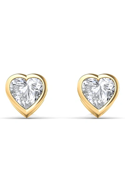 Shop Hautecarat Lab Created Diamond Heart Stud Earrings In 18k Yellow Gold