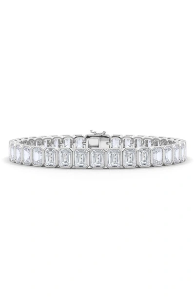 Hautecarat Emerald Cut Lab Created Diamond Tennis Bracelet In 18k White Gold