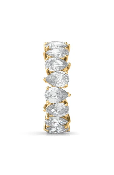 Shop Hautecarat Alternating Pear Lab Created Diamond Eternity Ring In 18k Yellow Gold