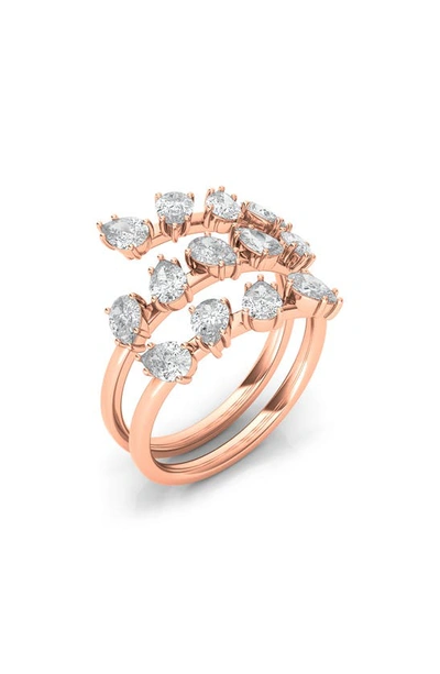Shop Hautecarat Pear Cut Lab Created Diamond Spiral Ring In 18k Rose Gold