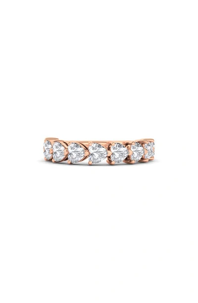 Shop Hautecarat Heart Cut Lab Created Diamond Half Eternity Ring In 18k Rose Gold