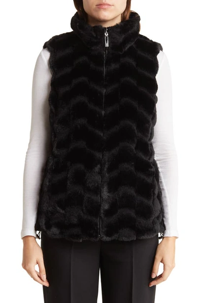 Shop Via Spiga Chevron Faux Fur Reversible Vest In Black