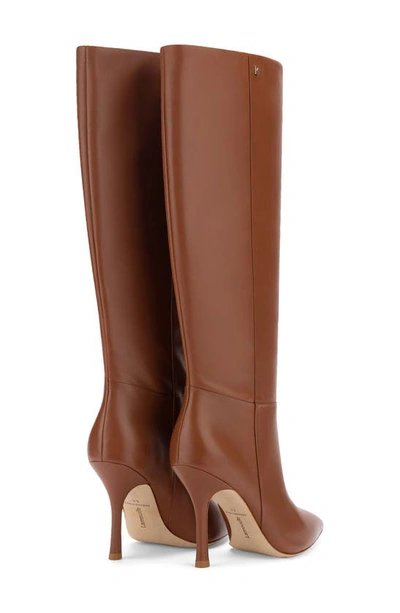 Shop Larroude Kate Pointed Toe Knee High Boot In Caramel