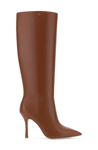 Shop Larroude Kate Pointed Toe Knee High Boot In Caramel