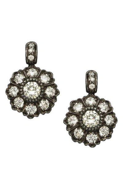Shop Sethi Couture Ivy Old Mine Diamond Drop Earrings In Black