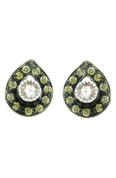 Shop Sethi Couture Plume Diamond Stud Earrings In White Gold