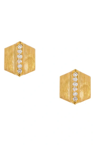 Shop Sethi Couture Maya Stud Earrings In Yellow Gold