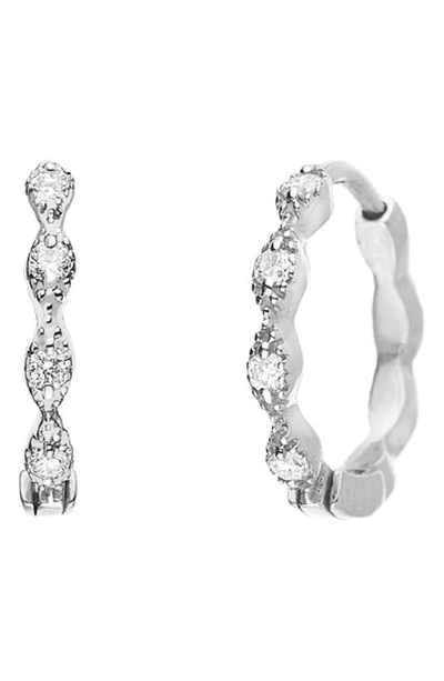 Shop Sethi Couture Eleanor Diamond Huggie Hoop Earrings In White Gold