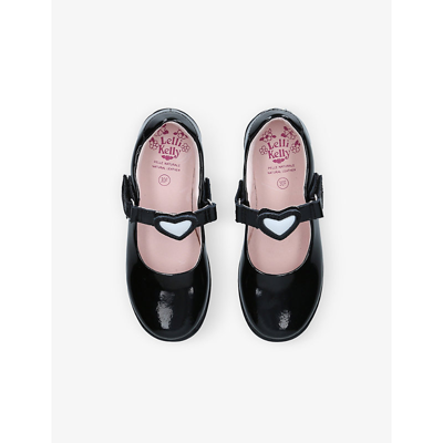 Shop Lelli Kelly Girls Black Kids Colourissima Dolly Heart-embellished Patent-leather School Shoes 3-10 Y