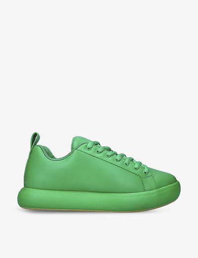 Shop Bottega Veneta Mens Green Comb Tennis Chunky-sole Leather Low-top Trainers