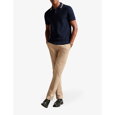 Shop Ted Baker Men's Stone Genay Slim-fit Stretch Cotton-blend Chinos