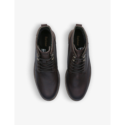 Shop Barbour Deckham Leather Ankle Boots In Dark Brown