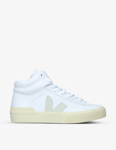 Shop Veja Women's White/oth Women's Minotaur Logo-embroidered Leather Hi-top Trainers