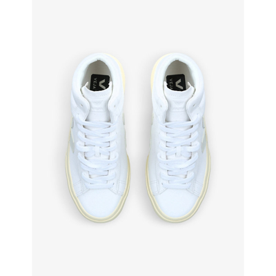 Shop Veja Women's White/oth Women's Minotaur Logo-embroidered Leather Hi-top Trainers