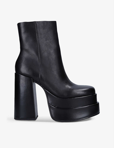 Shop Steve Madden Womens Black Cobra Platform Heeled Leather Ankle Boots