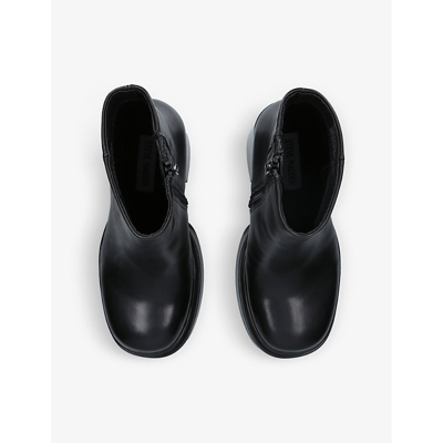 Shop Steve Madden Womens Black Cobra Platform Heeled Leather Ankle Boots