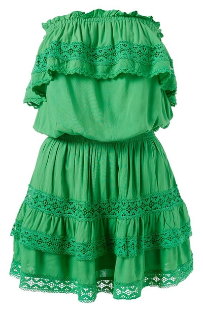 Shop Melissa Odabash Salma Ruffle Embroidered Cover-up Dress In Green