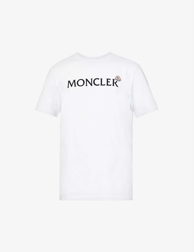 Shop Moncler Logo-appliqué Cotton-jersey T-shirt In White