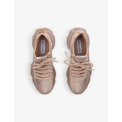 Steve Madden Maxima-r Crystal-embellished Woven Low-top Trainers In Bronze