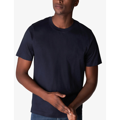 Shop Eton Slim-fit Cotton-jersey T-shirt In Navy Blue