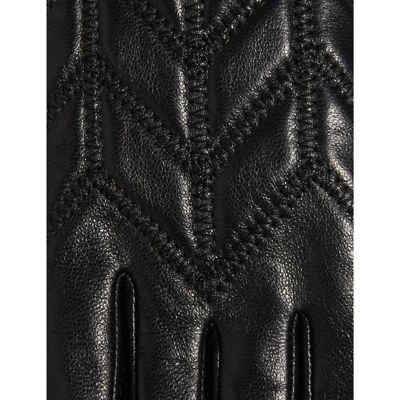 Shop Claudie Pierlot Women's Noir / Gris Aneta Chevron-quilted Leather Gloves