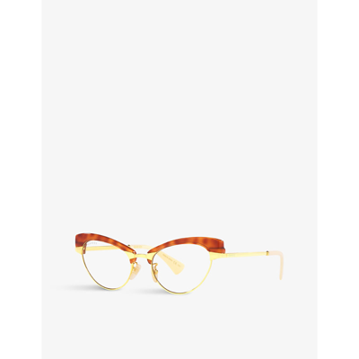 Shop Gucci Women's Gold Gg1131s Metal Cat Eye-frame Optical Glasses