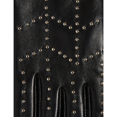Shop Claudie Pierlot Womens Noir / Gris Apocalypso Studded Leather Gloves