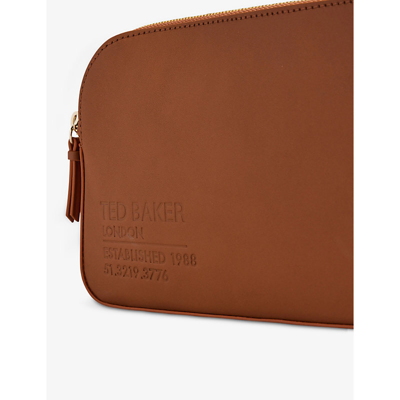 Shop Ted Baker Darcelo Logo-embossed Leather Cross-body Bag In Brown