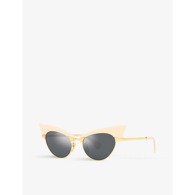 Shop Gucci Women's Gold Gg1131s Metal Cat Eye-frame Sunglasses