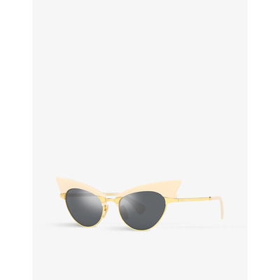 Gucci Gg1131s Metal Cat Eye-frame Sunglasses In Gold