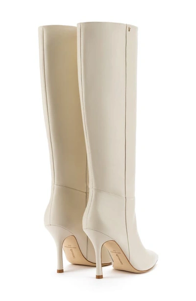 Shop Larroude Kate Pointed Toe Knee High Boot In Ivory