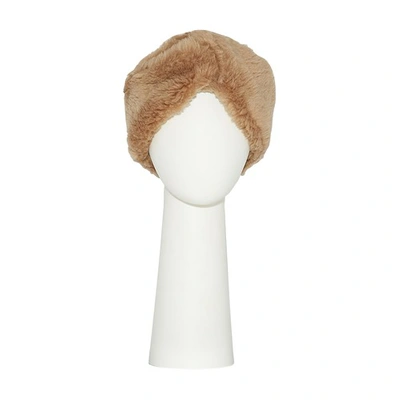 Shop Yves Salomon Natural Woven Wool Headband In Camel
