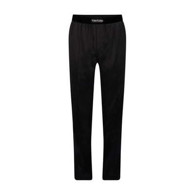 Shop Tom Ford Logo Pajama Pants In Black