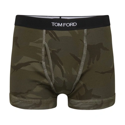 Shop Tom Ford Boxer Shorts With Logo In Deep Olive