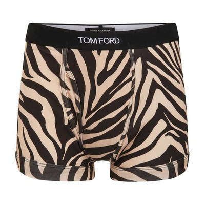 Shop Tom Ford Logo Boxers In Antique Brown