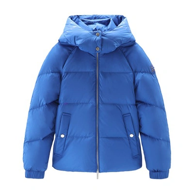 Shop Woolrich Alsea Puffer Jacket With Detachable Hood In Ocean Blue