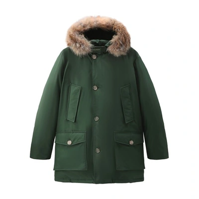 Shop Woolrich Arctic Parka With Detachable Fur In Waxed Green